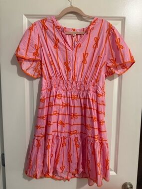 Umgee Pink Dress with Orange Bow Print